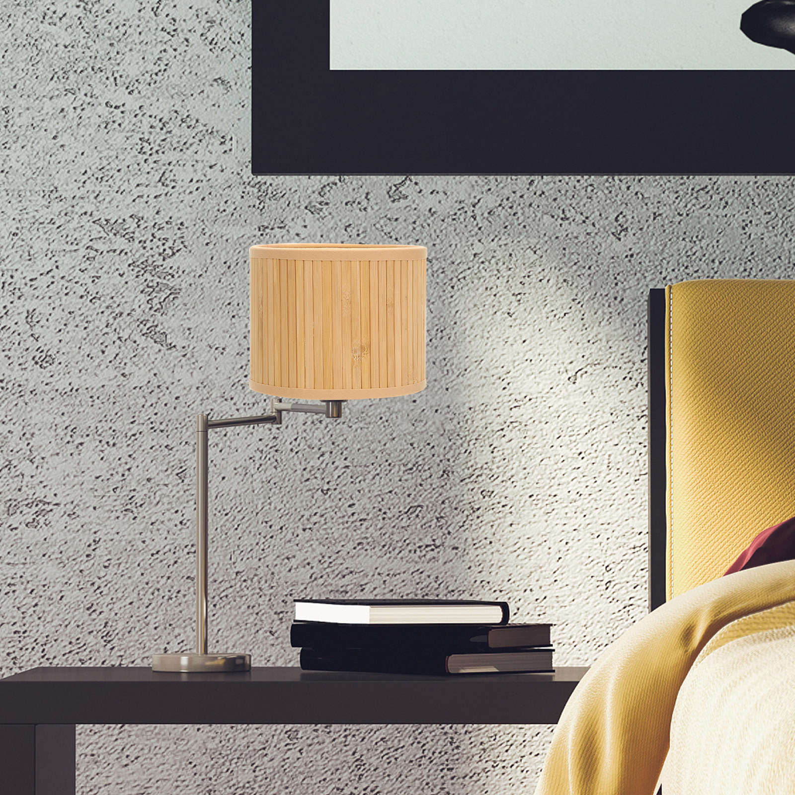 Ring Light Desk Small - Small Bamboo Lampshade Retro Style Detachable