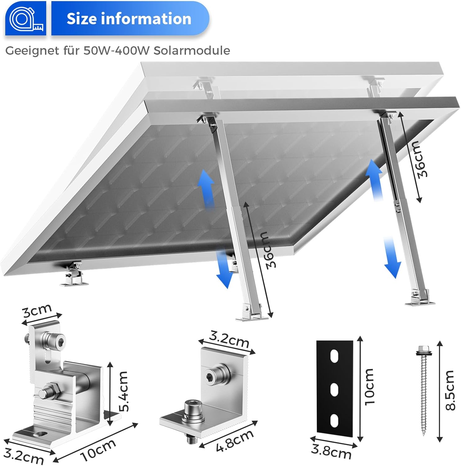 2 Set Adjustable Solar Panel T - огляд і ціна Flat Panel Mount Tilt