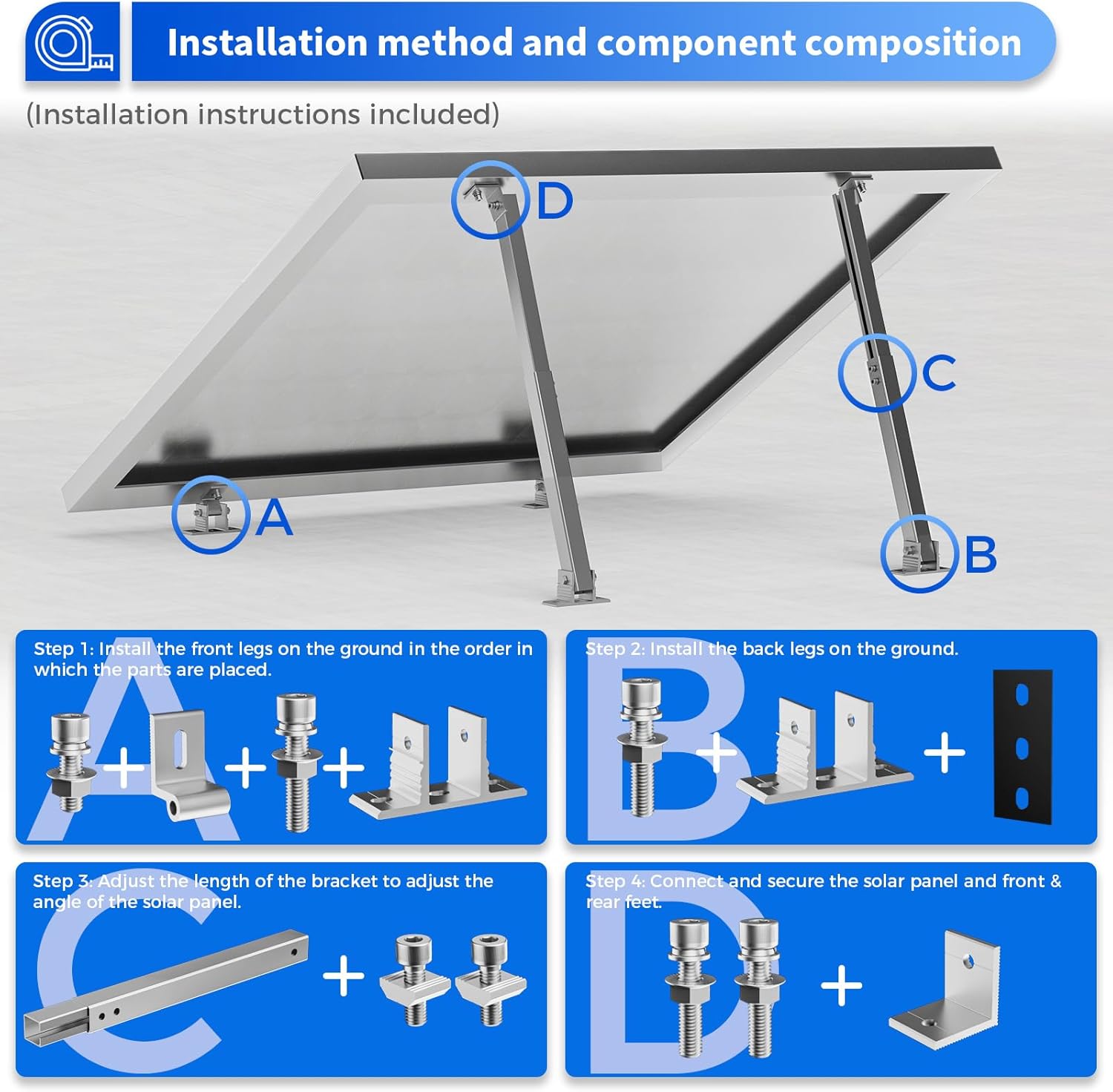 2 Set Adjustable Solar Panel T - огляд і ціна Flat Panel Mount Tilt