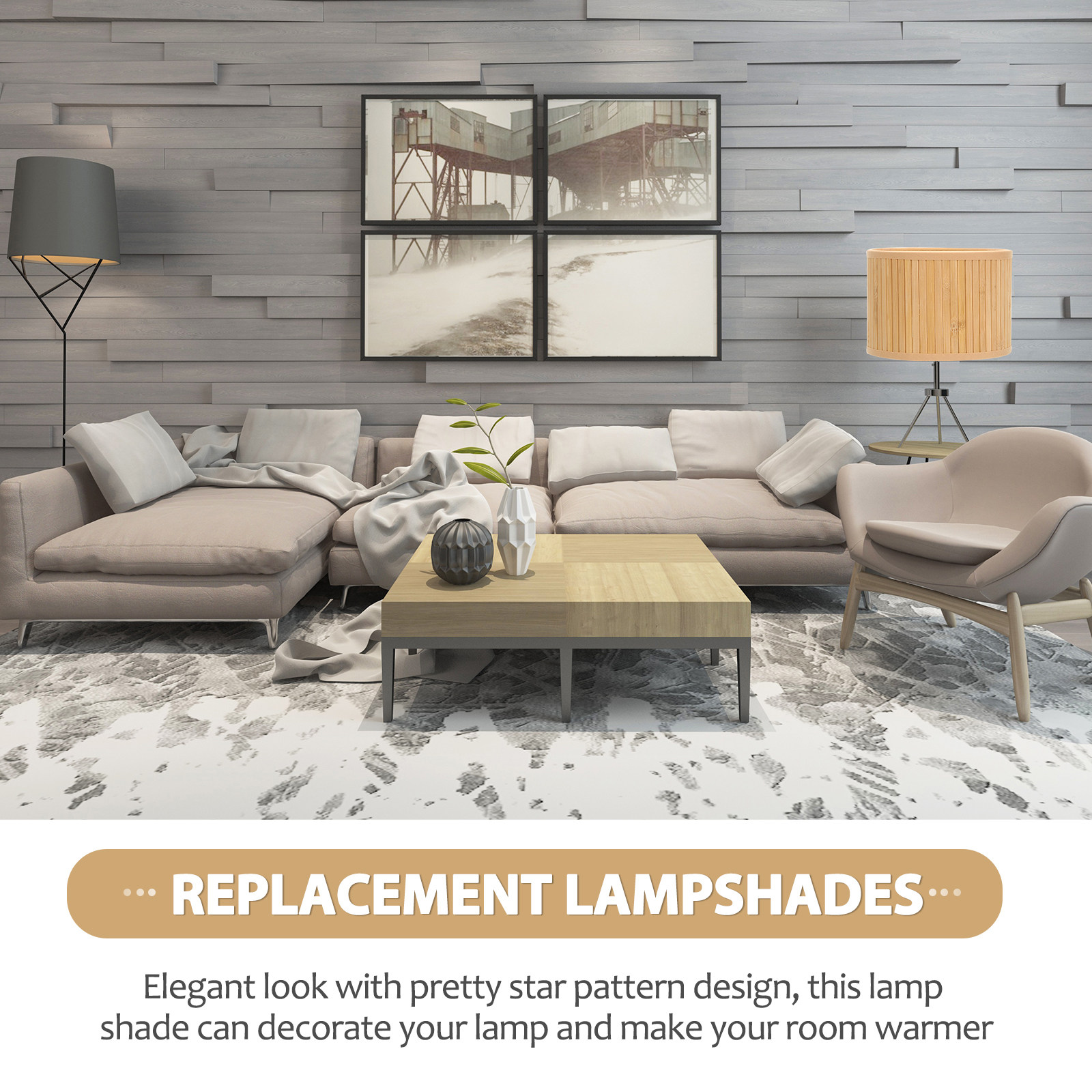 Small Bamboo Lampshade Retro S - огляд і ціна Ring Light Desk Small